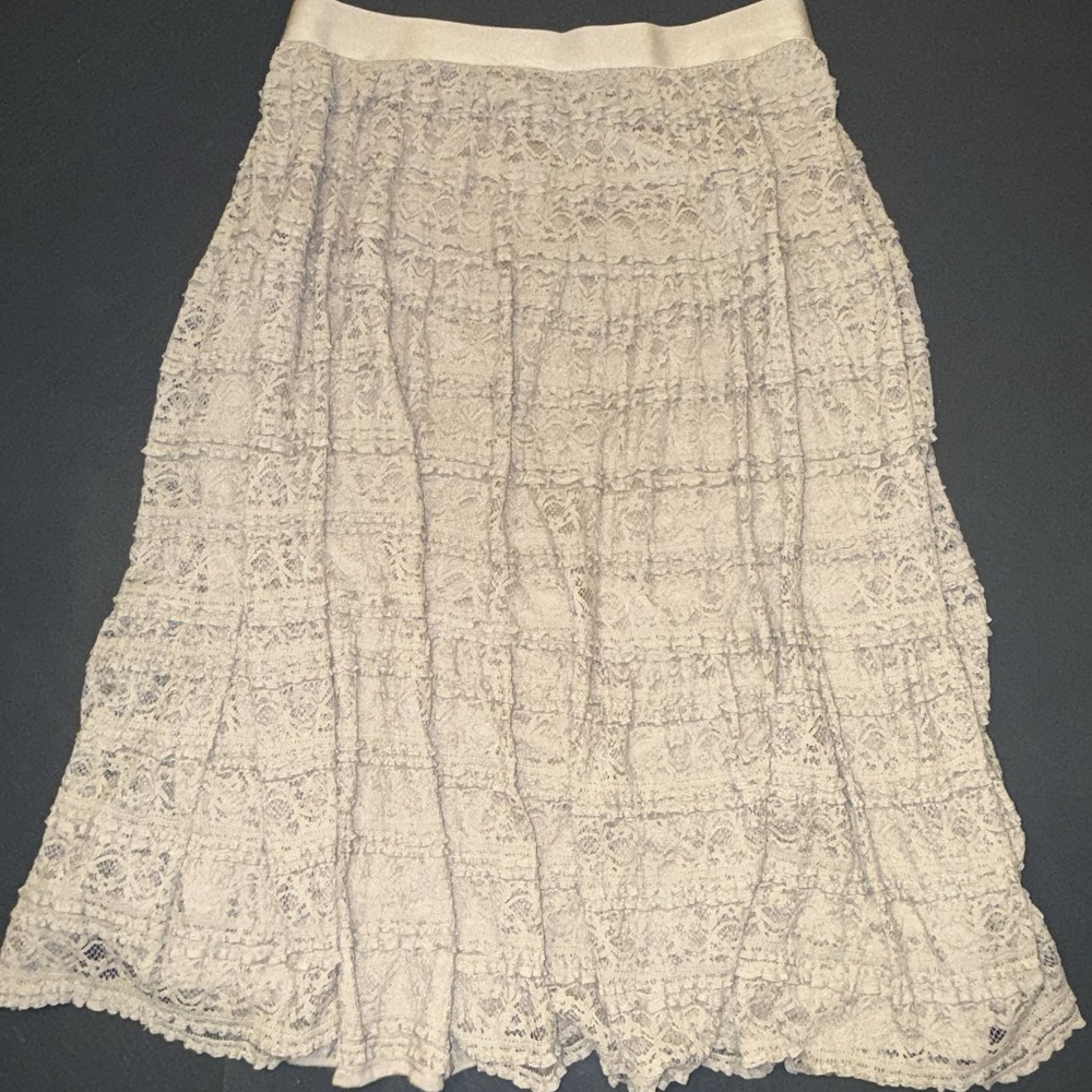NWT Max Edition Skirt Women's Size L Fairycore Hobo Hippie Girly Beige Lacy